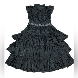 NNJXD, RARE! Silky Black Ruffle Dress